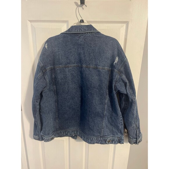 Gianni Bini GB Oversized Distressed Jean Jacket Size L - Picture 4 of 7